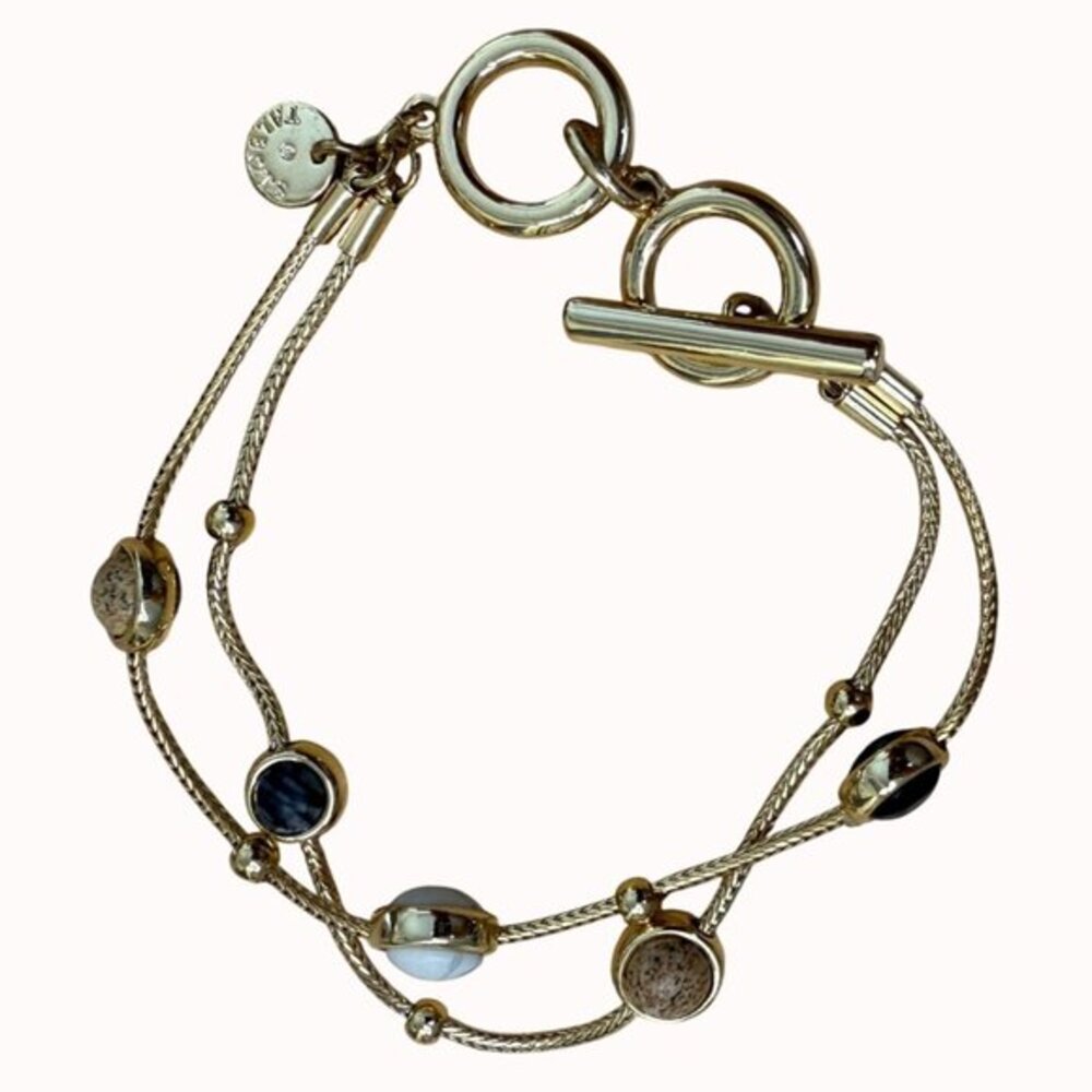 Talbots Bracelet Toggle Gold Tone, Casual, Neutral,‎ Classic, Layered, Stone